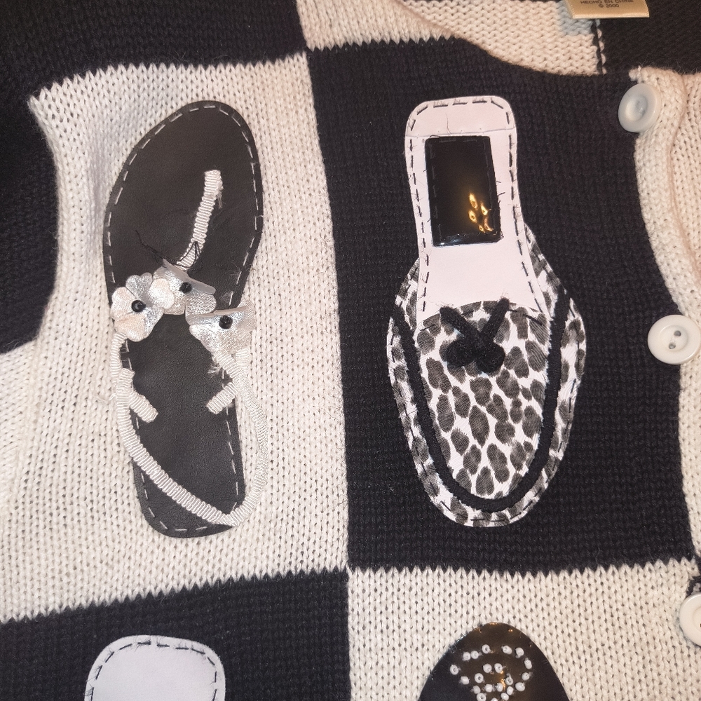Susan Bristol Black & White Vintage Sweater Shoes, Sandal, Sneakers. Rare. Large - Picture 12 of 15